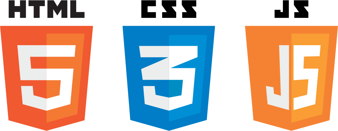 Icons for the three pilars of web development: HTML, CSS and JavaScript